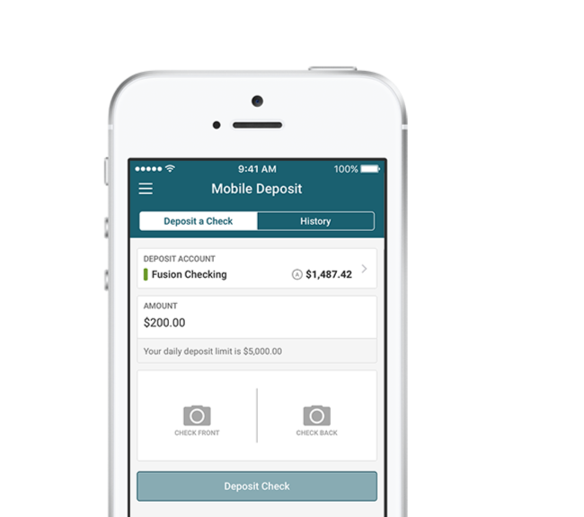 mobile view of Advantis website on mobile deposit page.