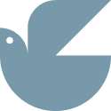 A light blue graphic design of a dove.