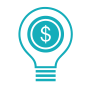 Light bulb with dollar sign inside icon