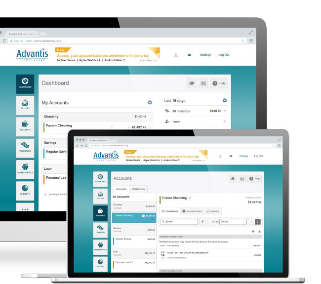 Site view of Advantis website.