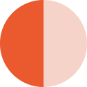 A graphic of a circle. The right half of the circle is light pink and the left half is a dark peach color. 